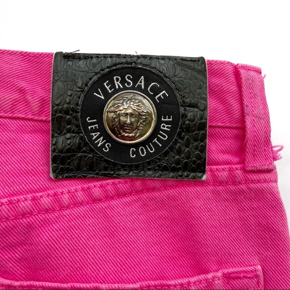 Vintage Versace Jeans Couture Bubblegum Pink High Waisted Jeans Womens Size 34 - Picture 6 of 11